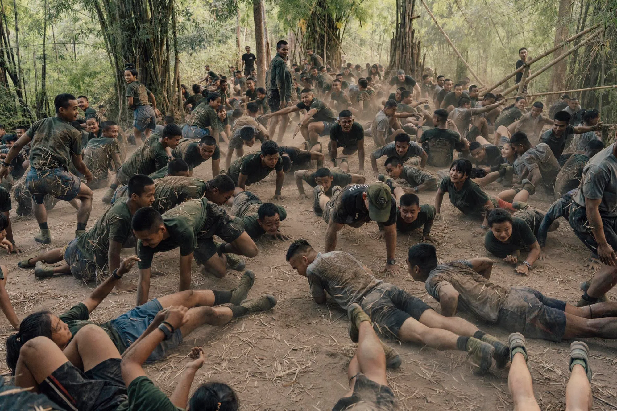 Rangers training together in the jungle